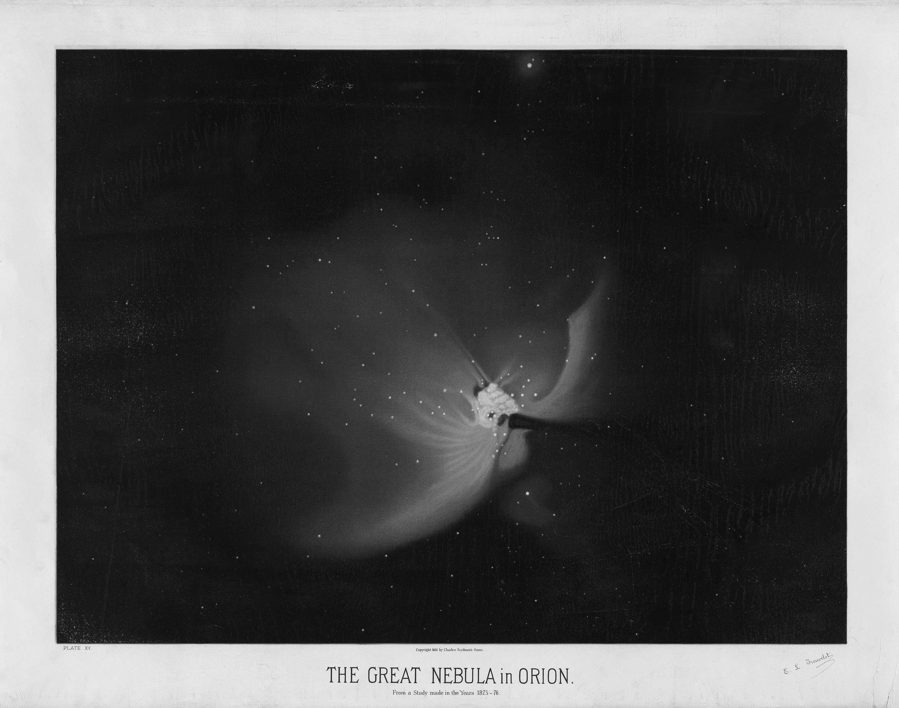Trouvelot's pastel drawing of the Great Nebula in Orion